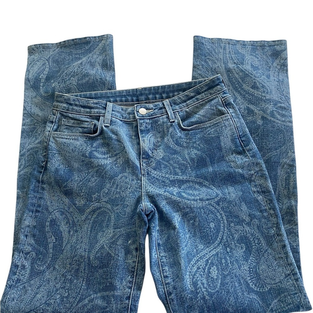 L'AGENCE Blue Paisley Straight Leg Jeans